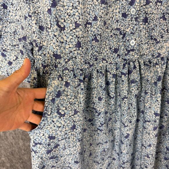 Tuckernuck Blue Hydrangea Floral Hayes Mini Shirt Dress Women Small Pockets - Picture 3 of 11